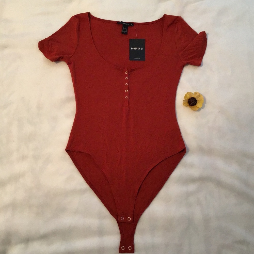New W. Tags Dark Orange Forever 21 Body Suit - Picture 1 of 7